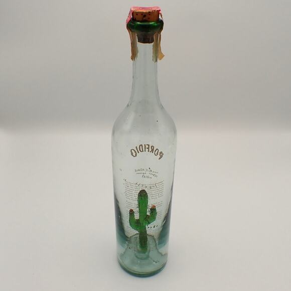 Porfidio Anejo EMPTY Bottle #7583 Green Cactus Hand Blown Art Glass 750ml VG - Picture 8 of 15